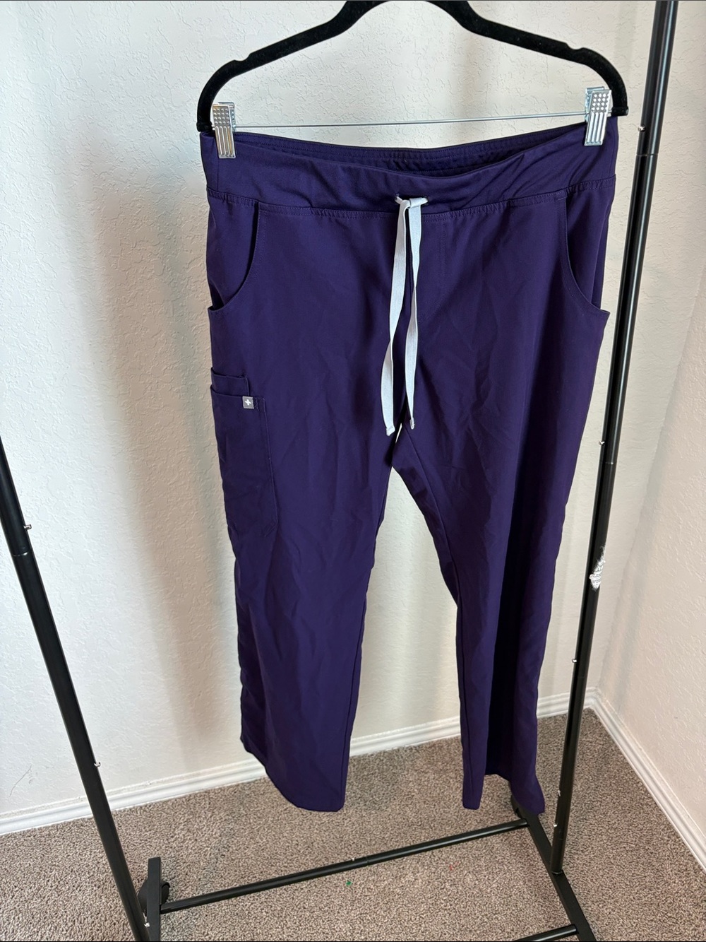 Figs Women's Drawstring Joggers - Deep Purple with Gray Tie